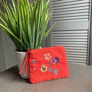 Aerie Coral Floral Watercolor Zippered Pouch